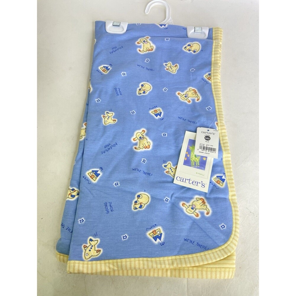 Carter's Emu Namae Baby Blanket Dogs Puppies Blue Yellow 2000 Vintage K1096 NEW